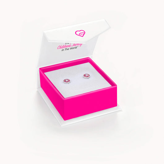 in Season Jewelry - Girls' Frosted with Sprinkles Donut Screw Back Sterling Silver Earrings - Pink & White