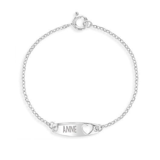 Love Heart Initial Bracelets Silver, 26 Alphabets I / High Polished