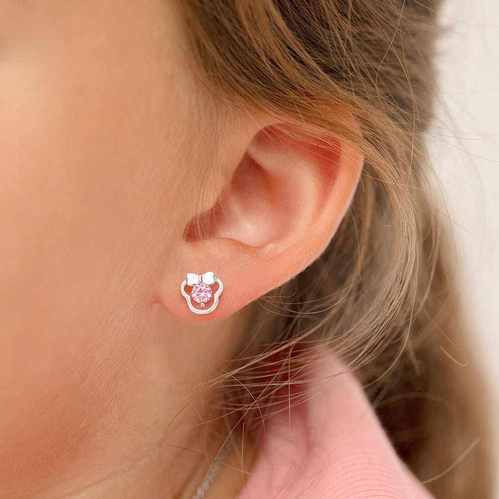 14k Gold Polished CZ Solitaire Kids Screw Back Earrings – Jewelsforkidsuk