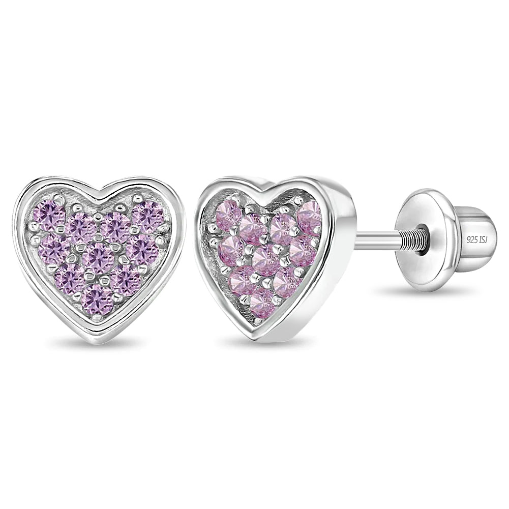 Sterling Silver White Or Pink Cubic Zirconia Star Screw Back Earrings –