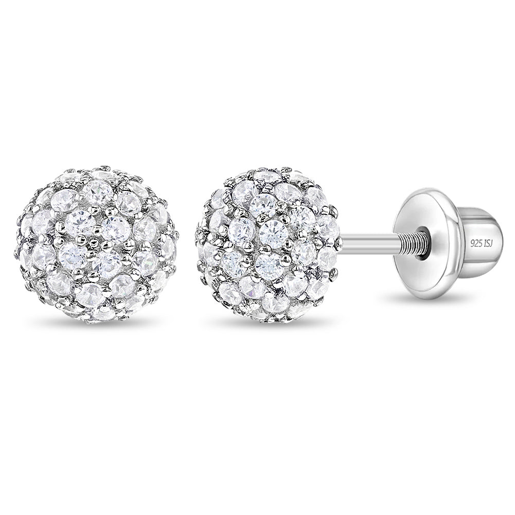 Sterling Silver White Or Pink Cubic Zirconia Star Screw Back Earrings –