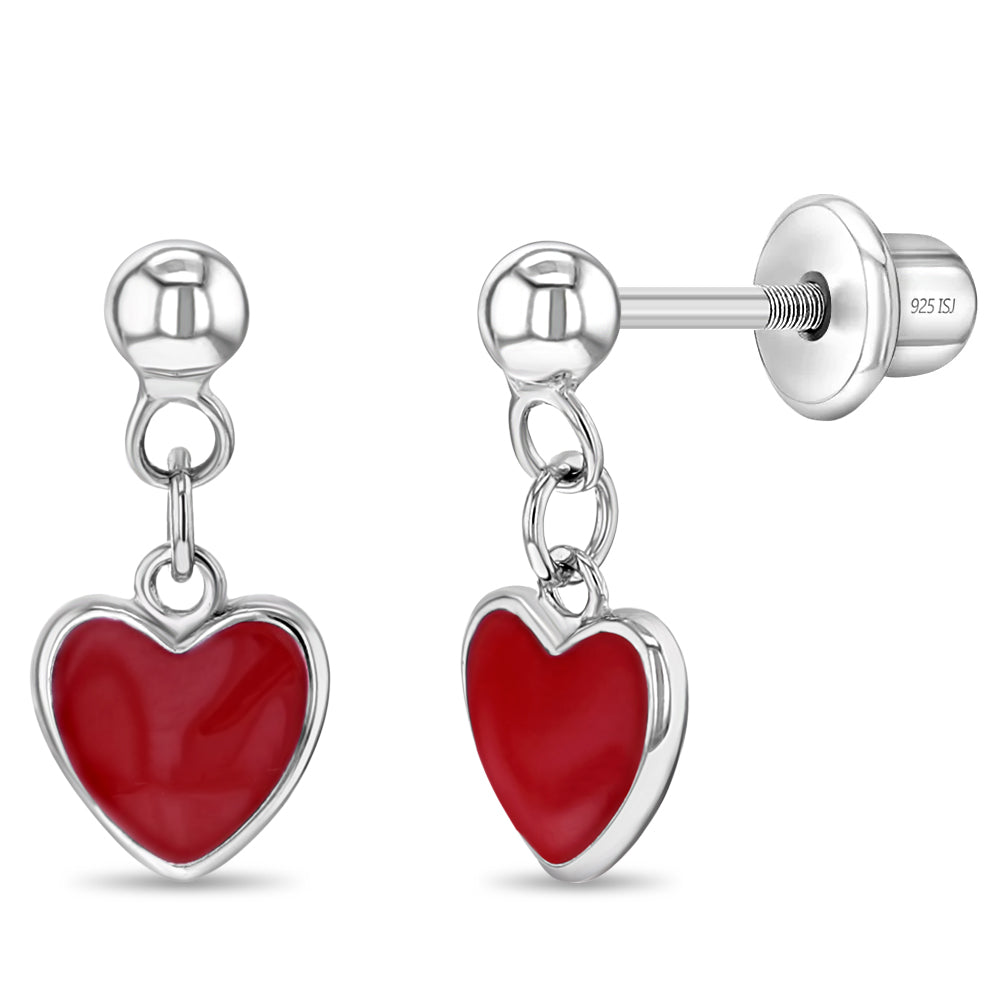 Sterling Silver Double Heart Dangle Screw Back Earrings | Jewelry Vine
