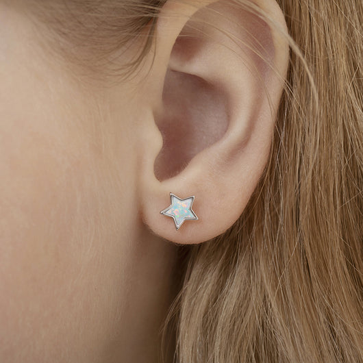 Sparkle Star Opal Kids / Children's / Girls Earrings Screw Back - Ster