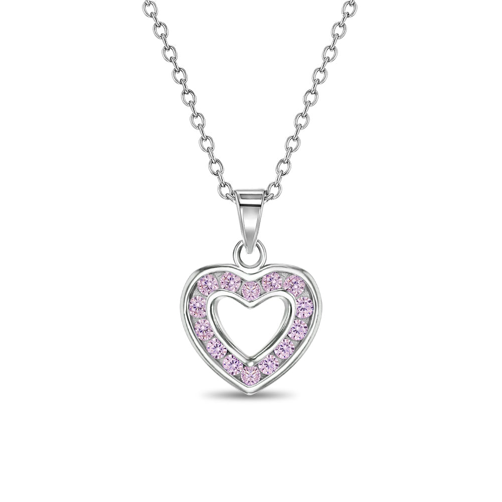 Lovestruck Heart Kids / Children's / Girls Pendant/Necklace Enamel -  Sterling Silver