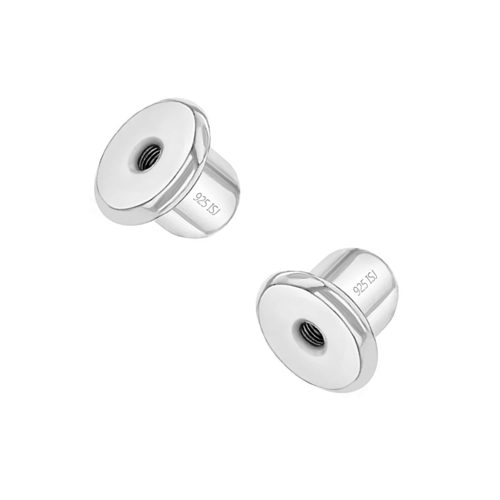  Two Earring Back Replacements, 14K Solid White Gold, Threaded  Push on-Screw Off, Quality Die Struck, Post Size .032