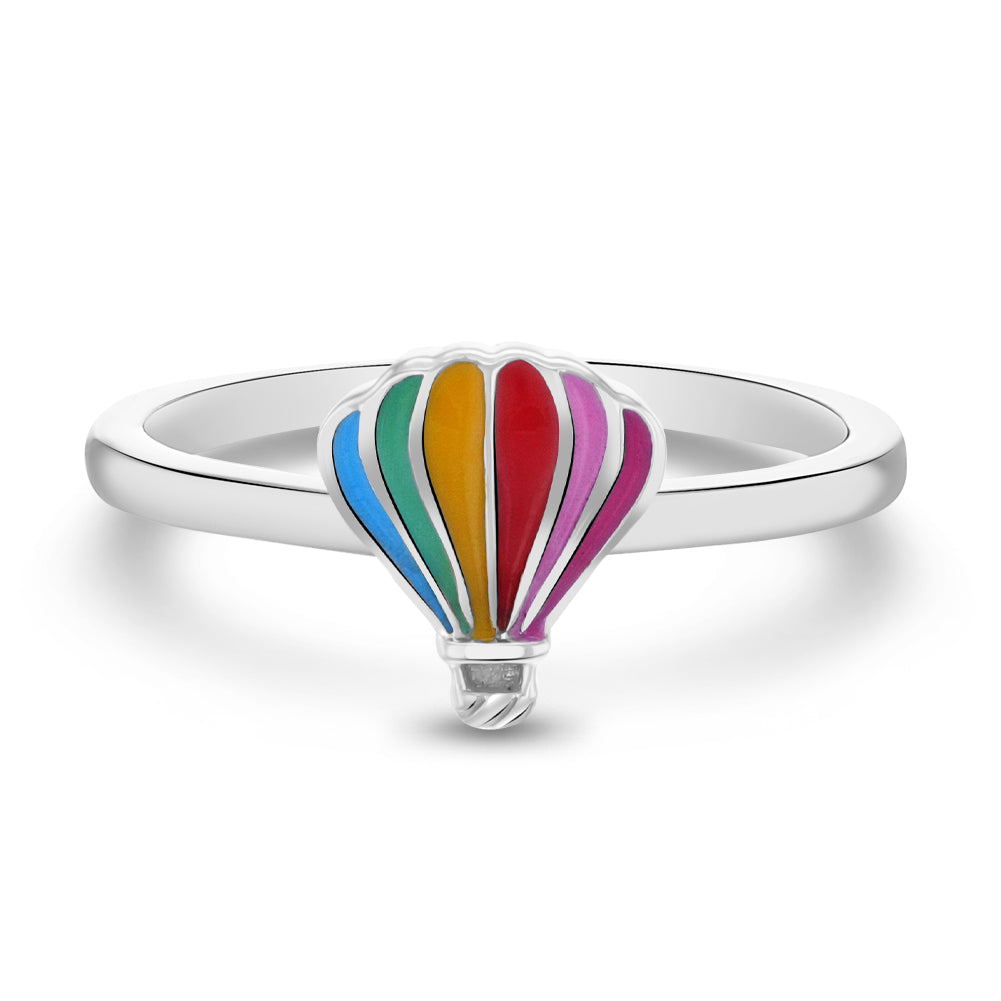 Hot Air Balloon Size 3-5 Baby / Toddler / Kids Ring Enamel - Sterling