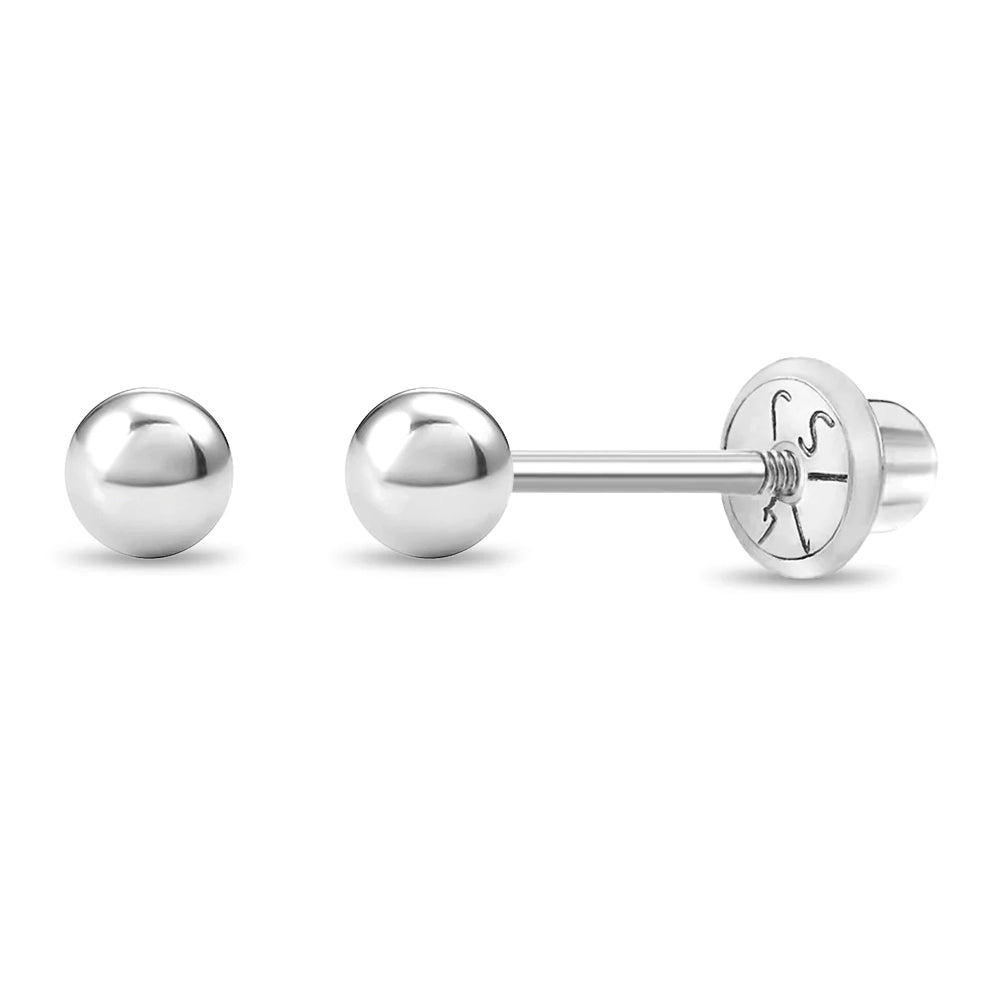 Two Earring Back Replacements |14k Solid White Gold | Threaded Screw on Screw Off | Quality Die Struck | Post Size .0375 inch | 1 Pair | Everyday