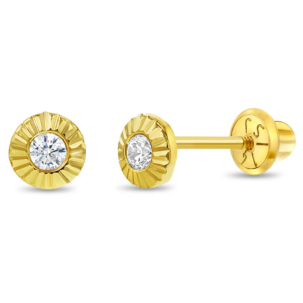 14k Gold CC CZ Earrings