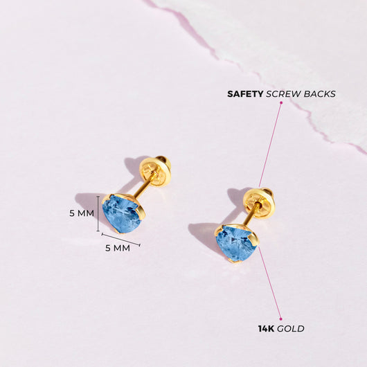 Screw Back Birthstone Earrings August, screw back earrings for baby and  child with synthetic January birthstone