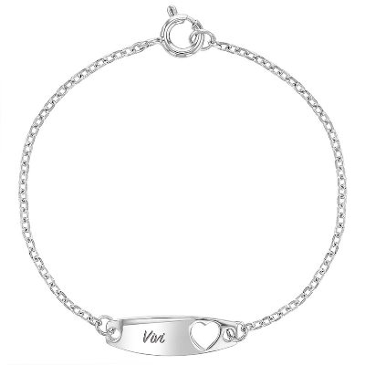 925 Sterling Silver Tag ID Heart Toddler Bracelet Baby Girl Iden