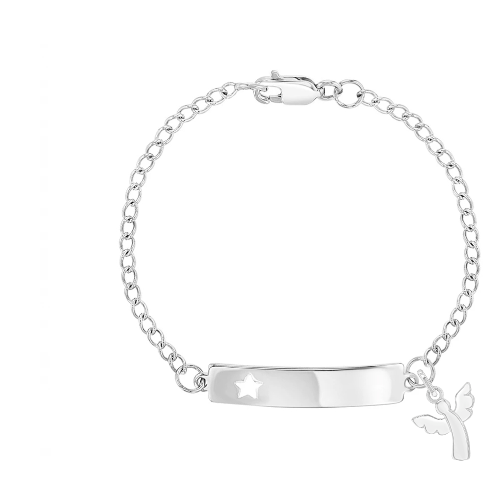 925 Sterling Silver Engravable Star Tag ID Bracelet for Toddlers & Young Girls - Little Star Nam