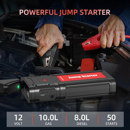 DBPOWER Jump Starter 2000A Peak Portable Car Jump Starter for Up to 8.0L  Gas and 6.5L Diesel Engines, 12V Lithium Battery Booster Pack with 2.5 LCD