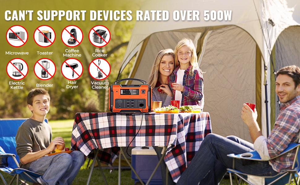 DBPOWER Portable Power Station 505Wh 500W (Peak 1000W)