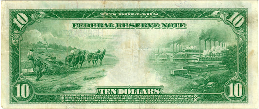 1914 $10 Fed Reserve Note Burke McAdoo F-932 H6886473A