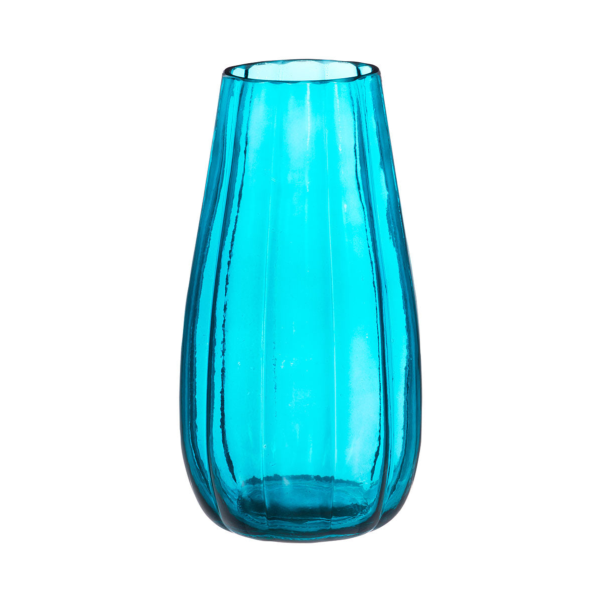 Vase Coloured Glass Scallop Smoke/Teal Large