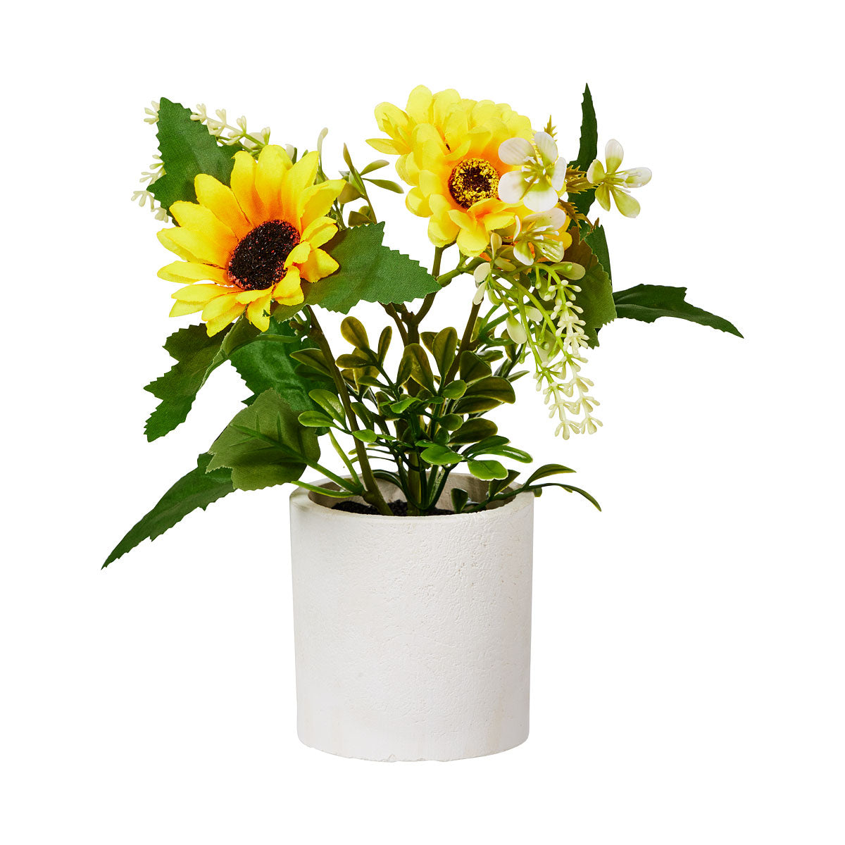 Faux Sunflowers In White Pot Yellow/White | The Reject Shop