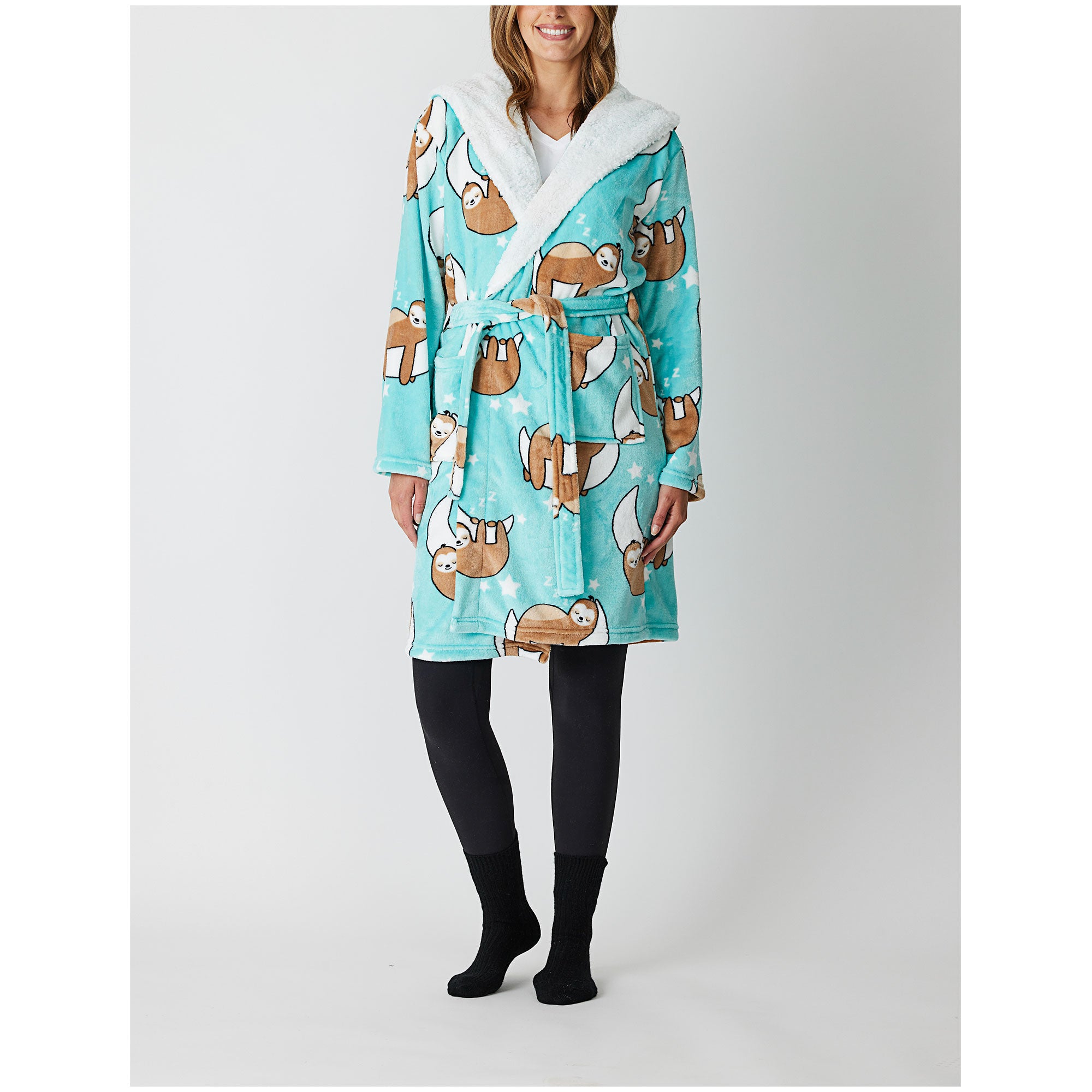 Adult Dressing Gown Sloth Teal