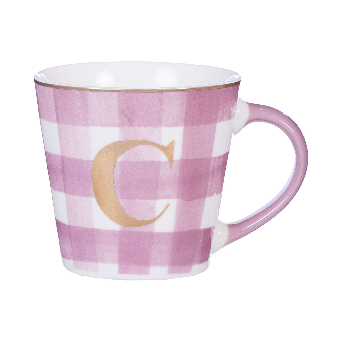 Gingham Mug Monogram CJK 350mL | The Reject Shop