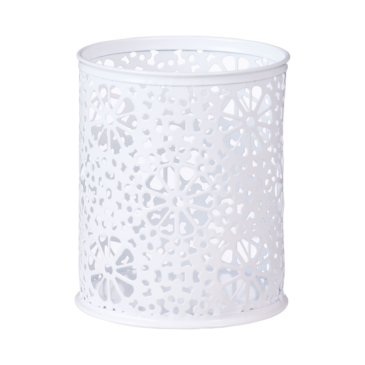 Pen Cup Metal Floral White/Pink | The Reject Shop