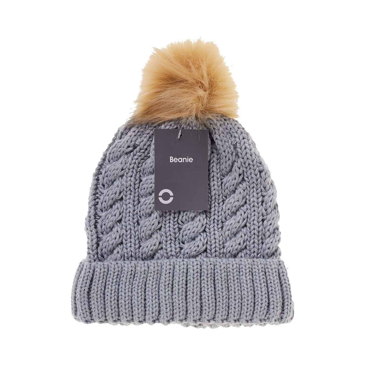 Cable Beanie With Pom Pom Black/Charcoal