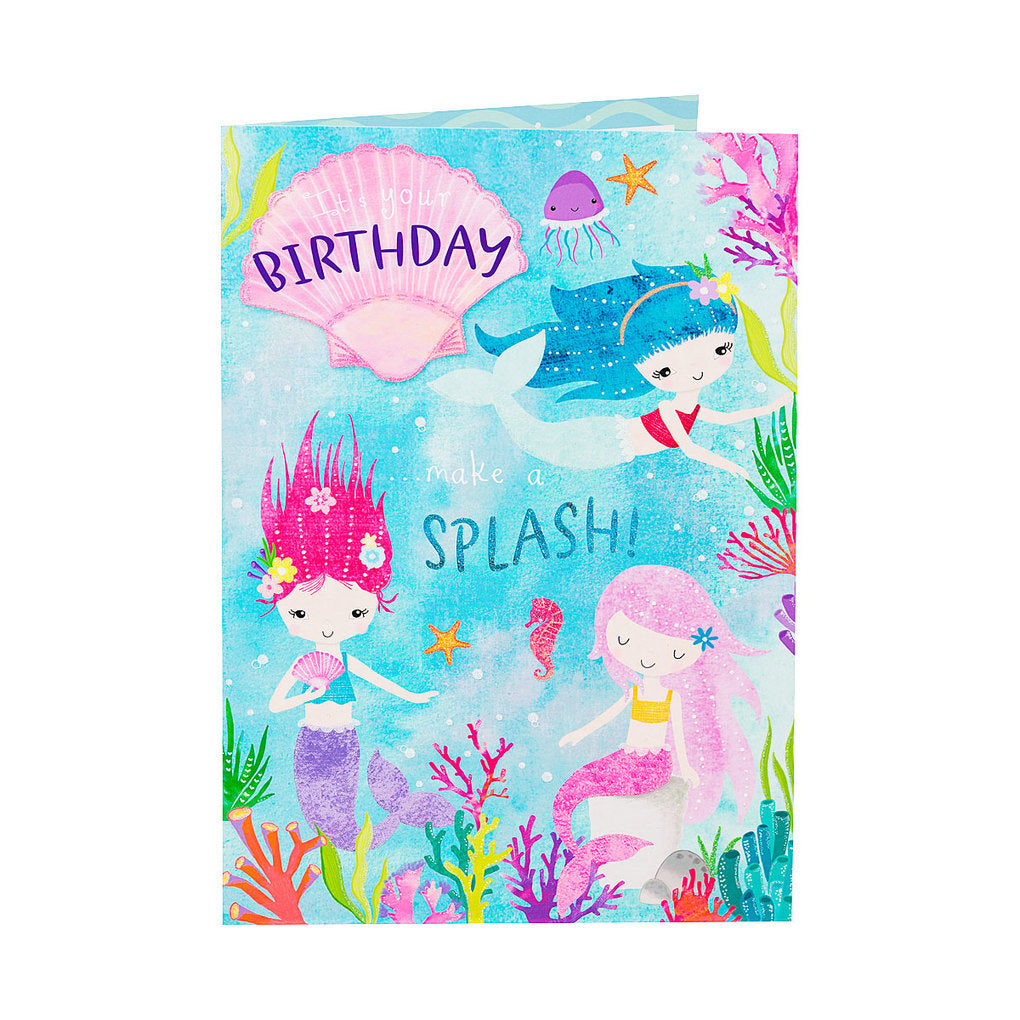 Traditional Birthday Card Mermaid Splash | The Reject Shop