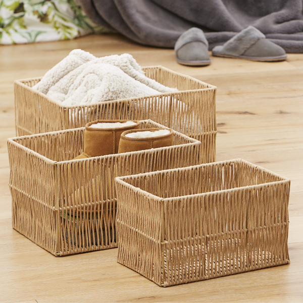 Paper Wicker Rectangular Basket The Reject Shop