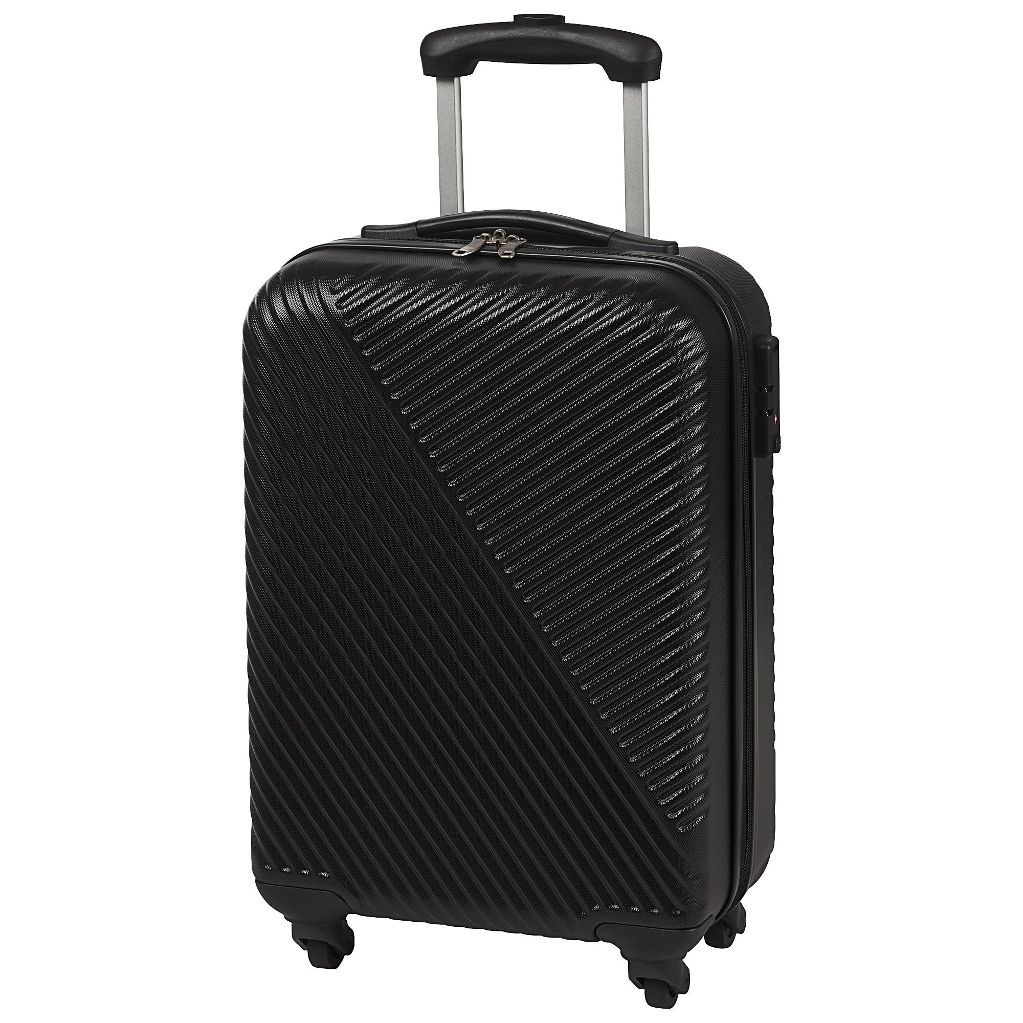 Ribbed Black Hard Case Luggage Small | The Reject Shop