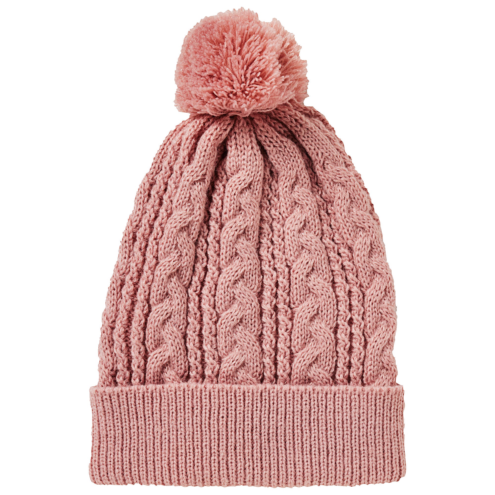 Cable Pom Pom Beanie Rose Tan | The Reject Shop