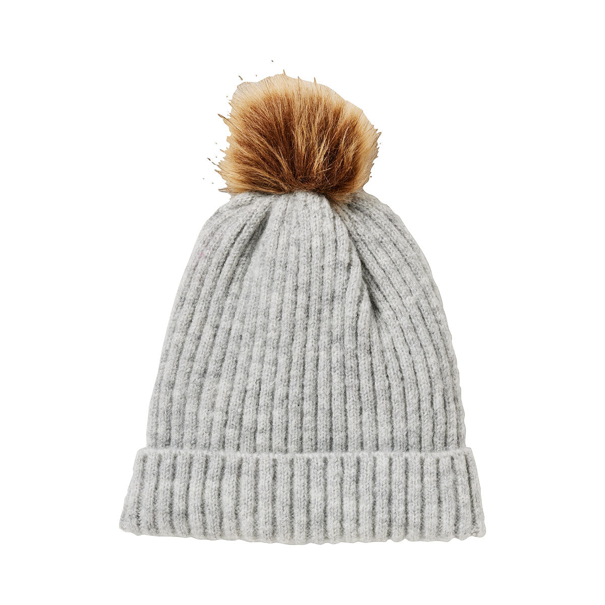 Ribbed Beanie With Pom Pom Grey | The Reject Shop