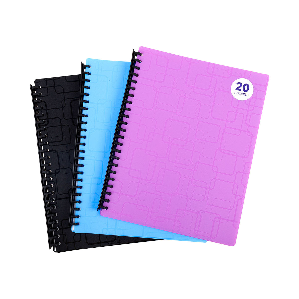 Display Book A4 20 Pocket Refillable Assorted Colours