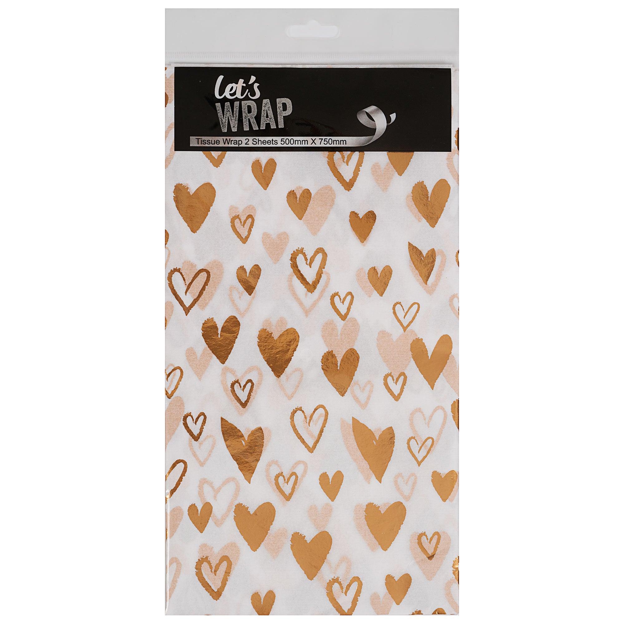 Printed Tissue Wrap Gold Hearts | The Reject Shop