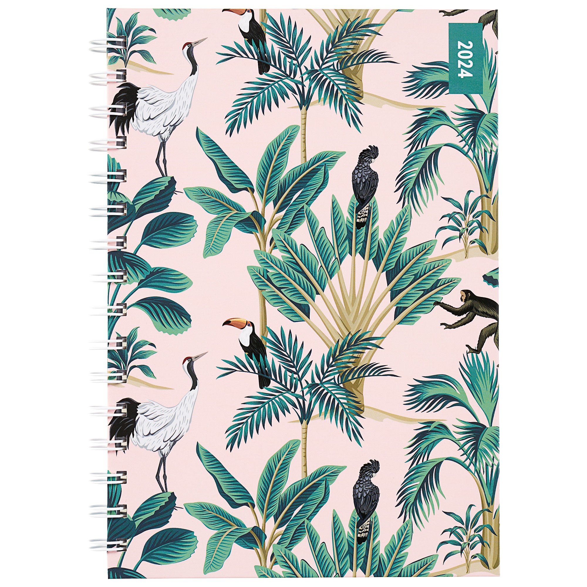 2024 A5 Wiro Bound Diary Pink Jungle | The Reject Shop