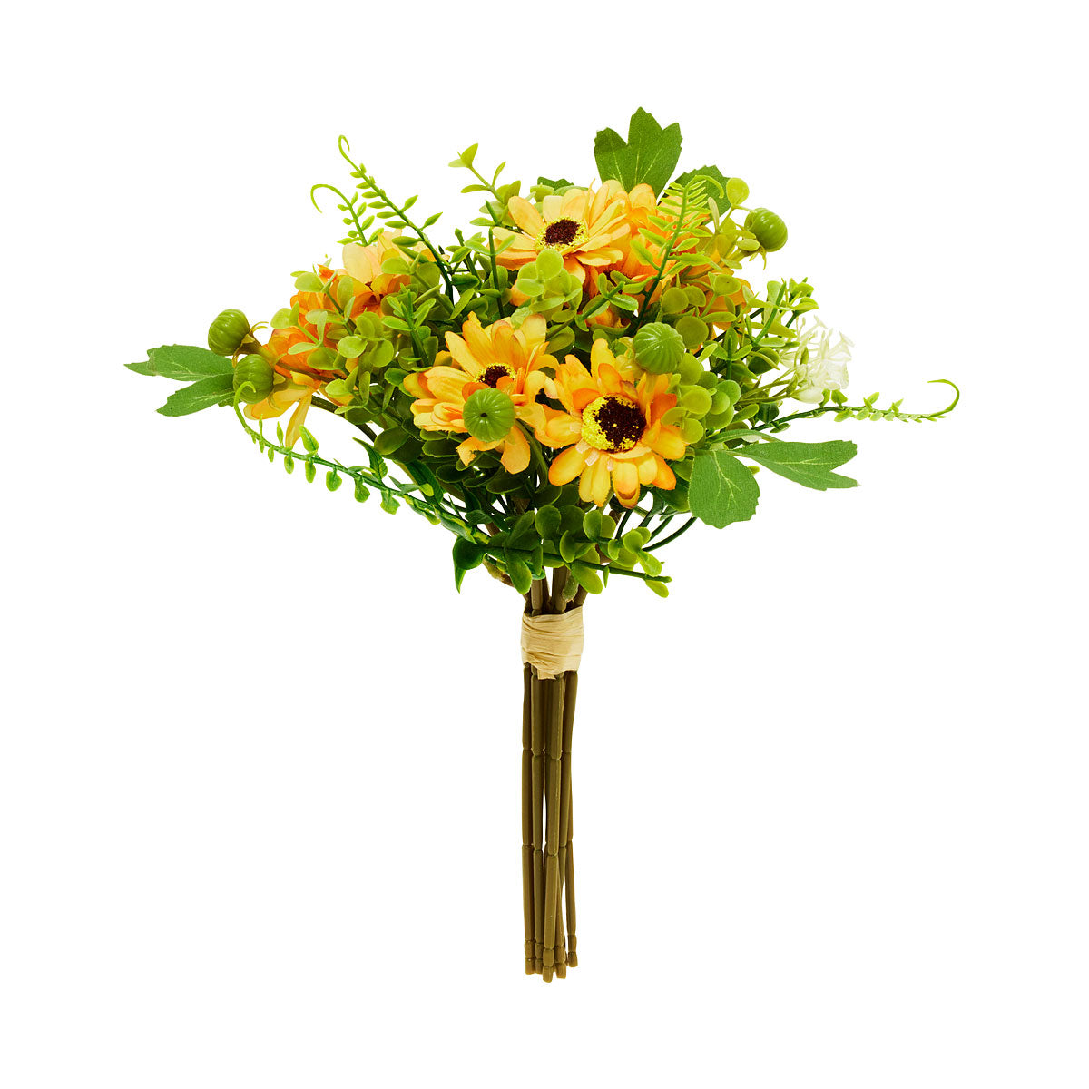 Mixed Faux Daisy Meadow Bouquet Orange/Yellow | The Reject Shop