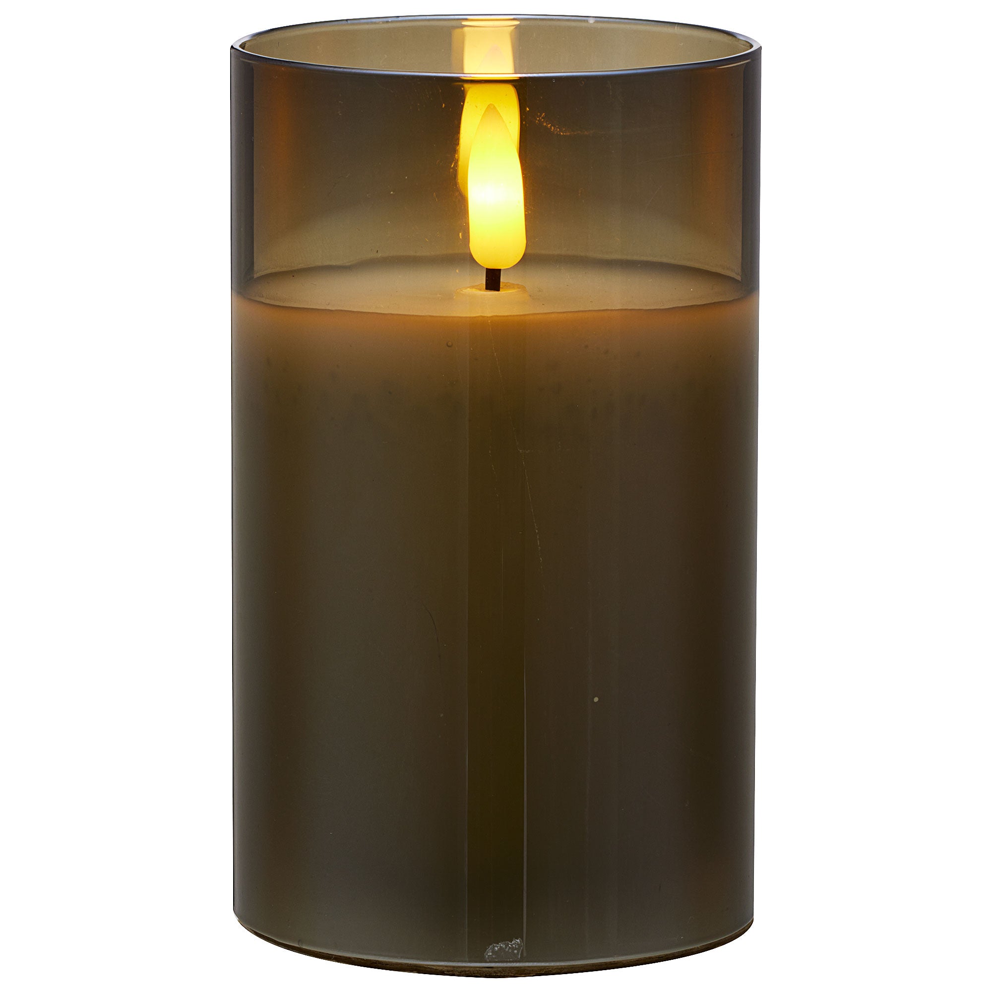 LED Glass Pillar Candle Smoke/Clear 12cm Assorted | The Reject Shop