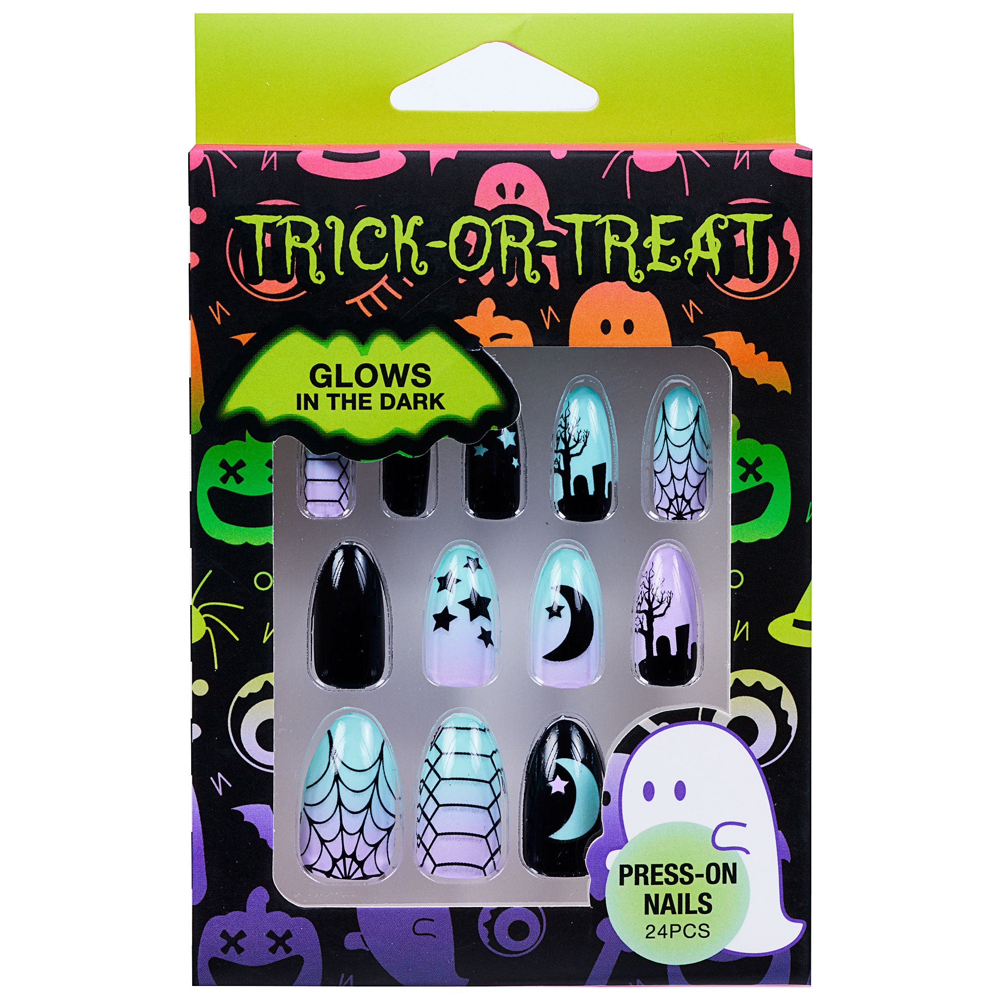 Halloween Press-On Nails Witchy Glow-In-The-Dark | The Reject Shop