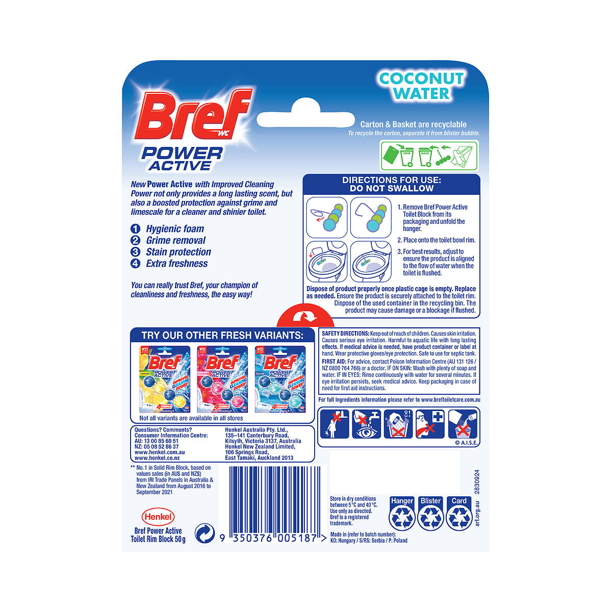 Bref Wc Power active pine scented toilet seat 4 ball 4 multifunction  formula 50 g
