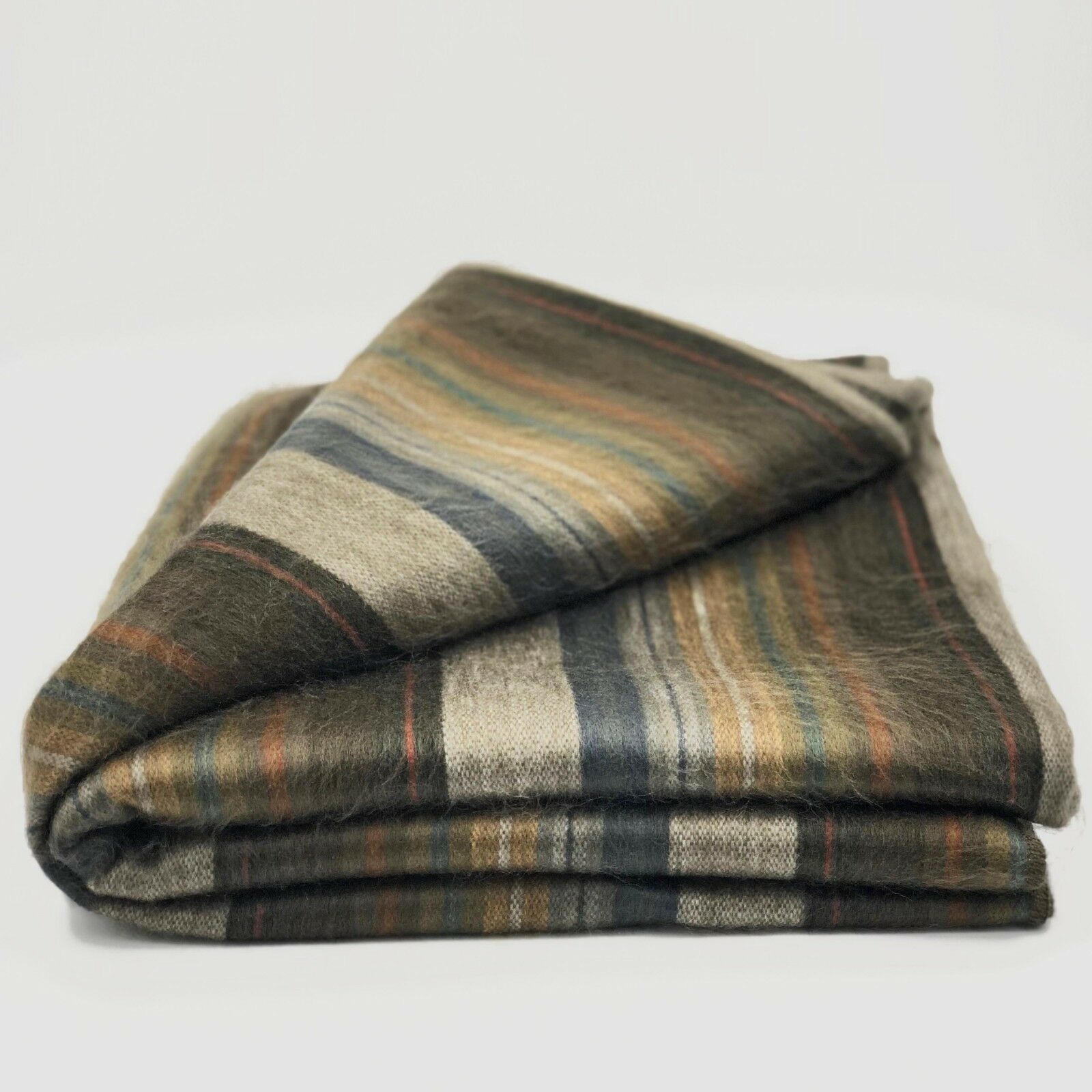 Baby Alpaca Wool Throw Blanket Queen - coffee mix thin stripes pattern ...