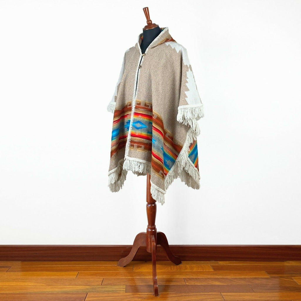 Llama wool Unisex Open Cape Poncho - Authentic American A – ECUALAMA