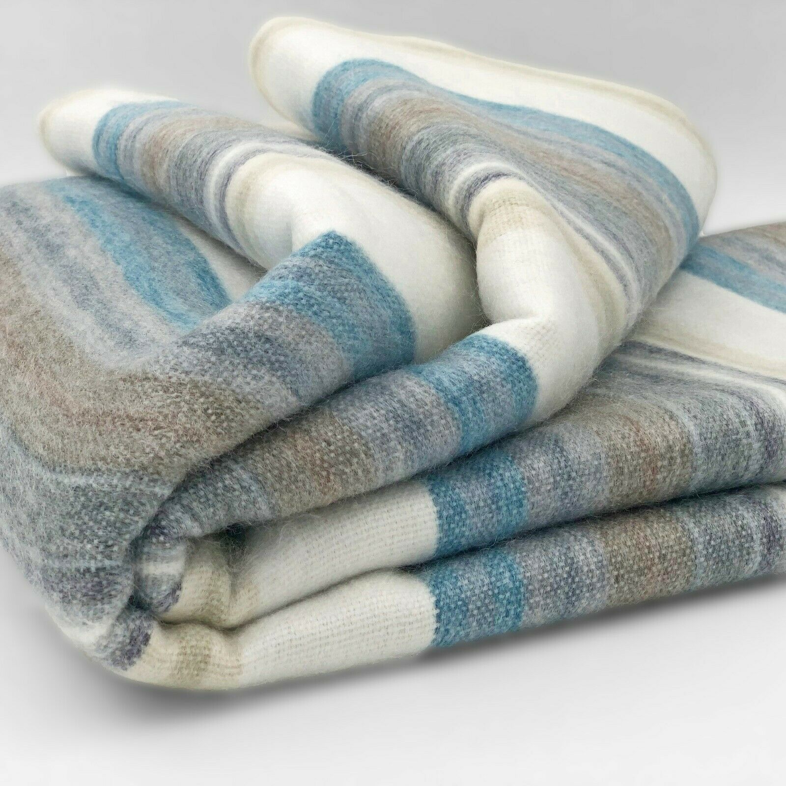 Baby Alpaca Wool Throw Blanket Queen - Machay - Aqua/Turquoise