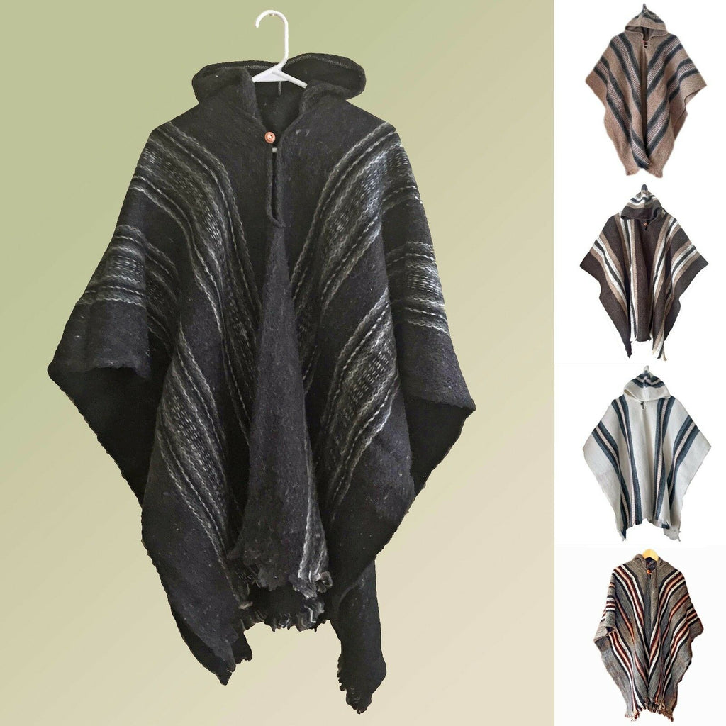 Llama Wool Unisex South American Handwoven Poncho – ECUALAMA