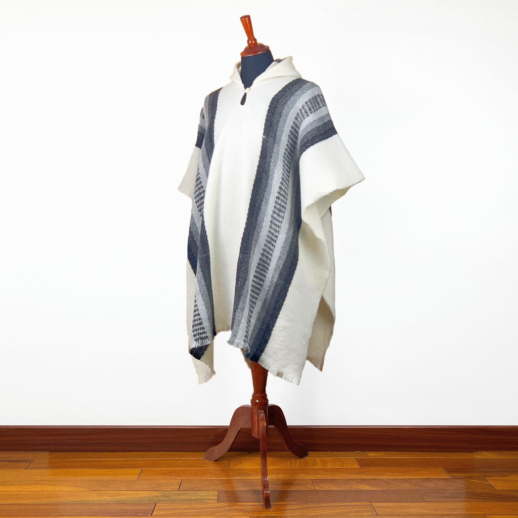 Llama Wool Unisex South American Handwoven Hooded Poncho Pullover ...