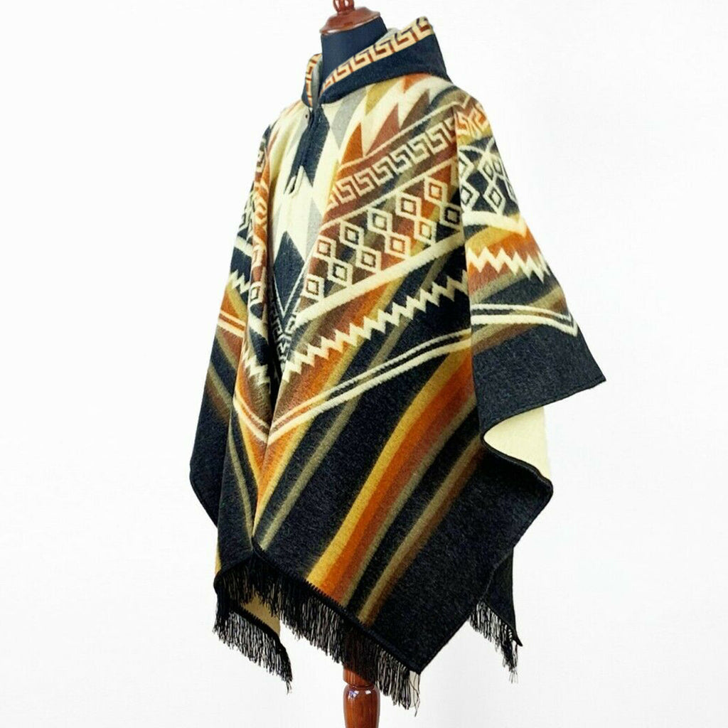 aardolie Erge, ernstige maat Shakai - Baby Alpaca wool Hooded Unisex Poncho XXL - Aztec pattern - B –  ECUALAMA