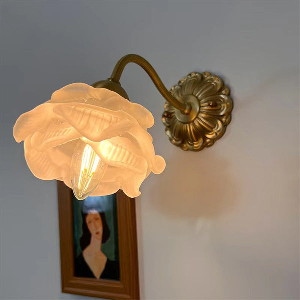 Vintage Copper Flower Petal Glass Wall Lamp