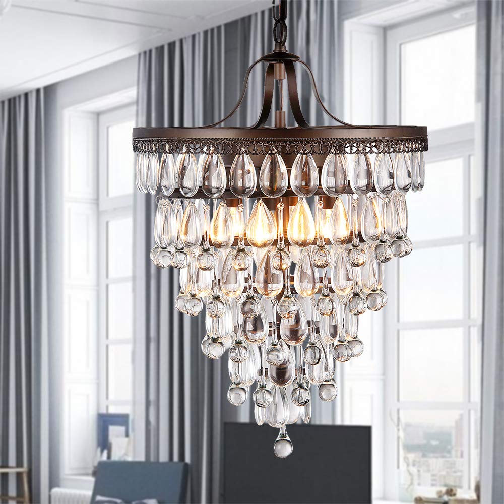 Homdiy Chandeliers Modern Crystal Bouquet Brass Chandeliers for