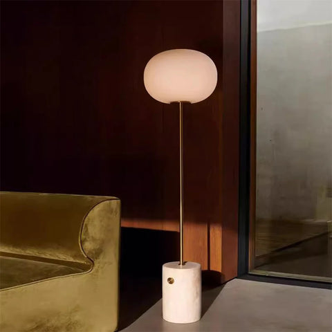 Retro Globe Glass Lampshade Marble Floor Lamp