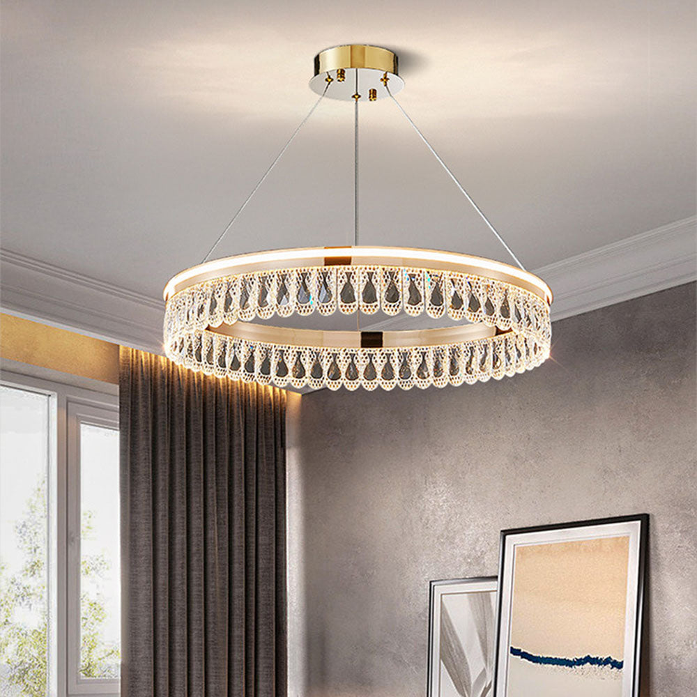 Homdiy Chandeliers Modern Crystal Bouquet Brass Chandeliers for Dining Room