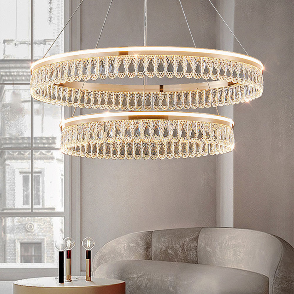 Homdiy Chandeliers Modern Crystal Bouquet Brass Chandeliers for Dining Room