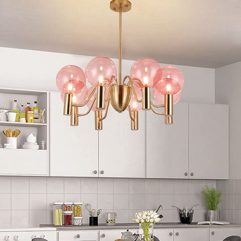 pink bubble glass chandelier