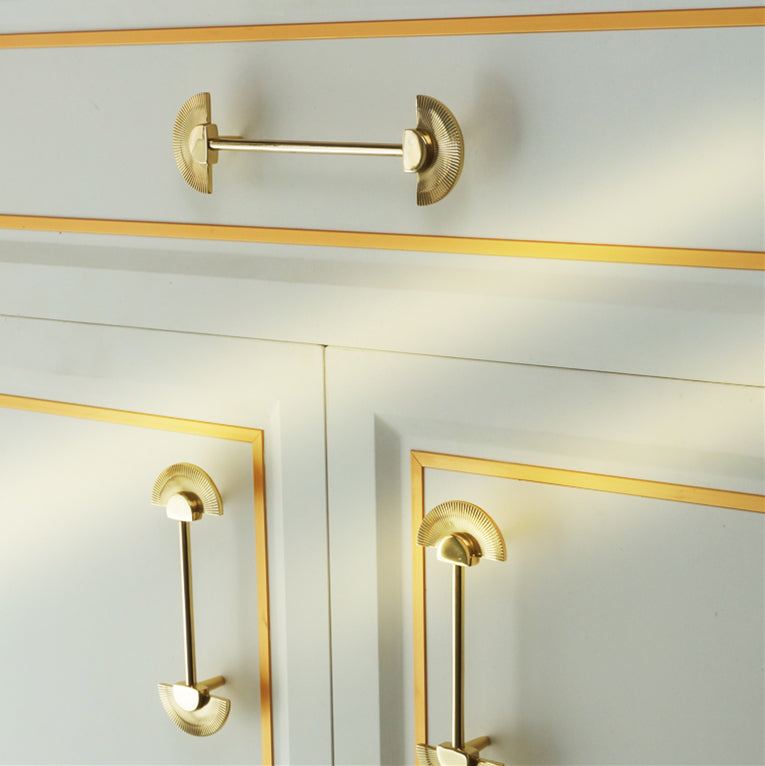 Homdiy Drawer Wardrobe Pulls And Door Handles Luxury Solid Golden Round  Brass