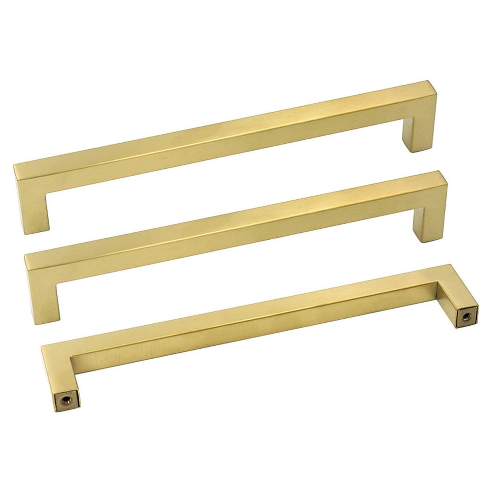 Homdiy Brushed Brass Drawer Pulls Gold Square Handles for Kitchen